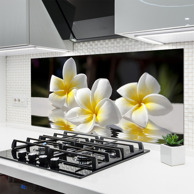 Kitchen Splashback Flowers floral white yellow