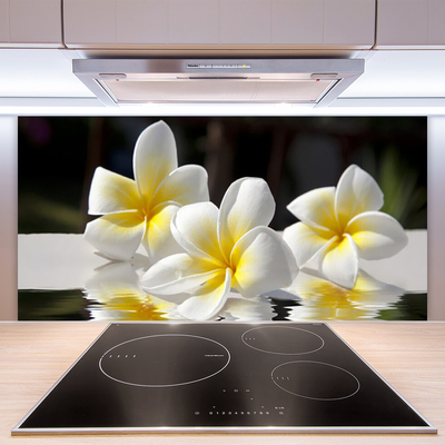 Kitchen Splashback Flowers floral white yellow