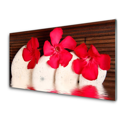 Kitchen Splashback Flower stones floral red white