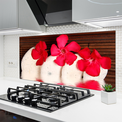 Kitchen Splashback Flower stones floral red white