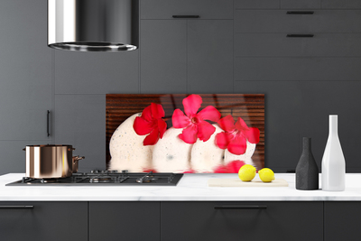 Kitchen Splashback Flower stones floral red white