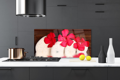 Kitchen Splashback Flower stones floral red white