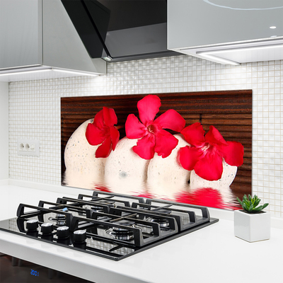 Kitchen Splashback Flower stones floral red white