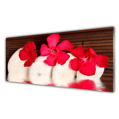 Kitchen Splashback Flower stones floral red white