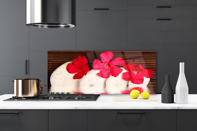 Kitchen Splashback Flower stones floral red white