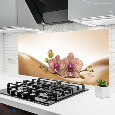 Kitchen Splashback Trees floral brown pink