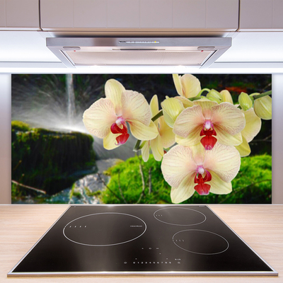 Kitchen Splashback Trees floral white red