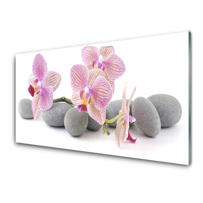 Kitchen Splashback Tree stones floral pink grey