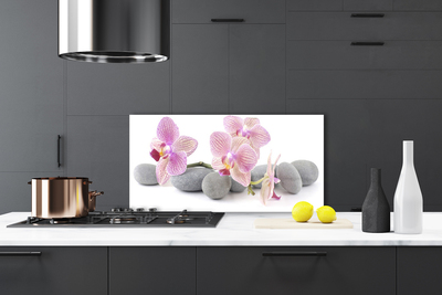 Kitchen Splashback Tree stones floral pink grey