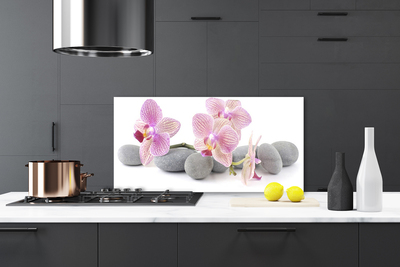 Kitchen Splashback Tree stones floral pink grey