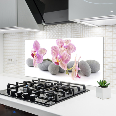 Kitchen Splashback Tree stones floral pink grey