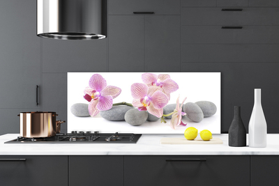 Kitchen Splashback Tree stones floral pink grey