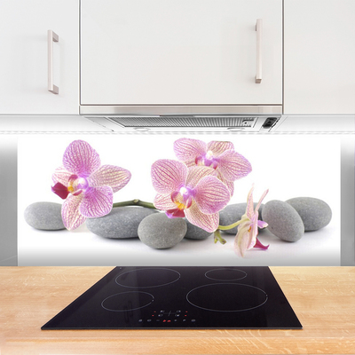 Kitchen Splashback Tree stones floral pink grey