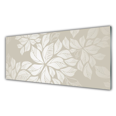 Kitchen Splashback Flowers art grey