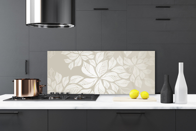 Kitchen Splashback Flowers art grey