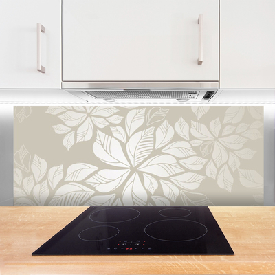 Kitchen Splashback Flowers art grey