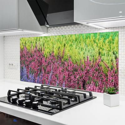 Kitchen Splashback Flower floral purple red green