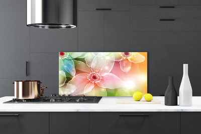 Kitchen Splashback Flowers art multi