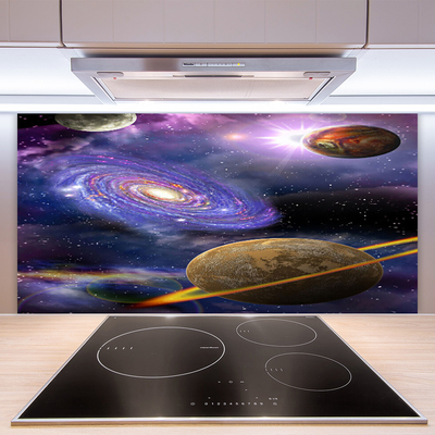 Kitchen Splashback Space universe purple grey