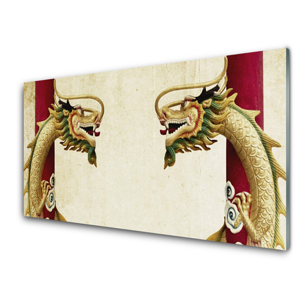 Kitchen Splashback Dragon art green red