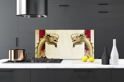 Kitchen Splashback Dragon art green red