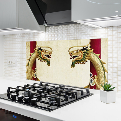 Kitchen Splashback Dragon art green red