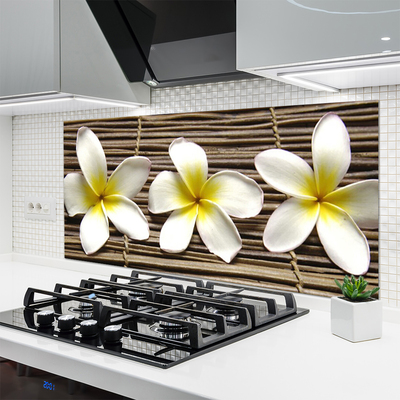 Kitchen Splashback Flowers floral white green