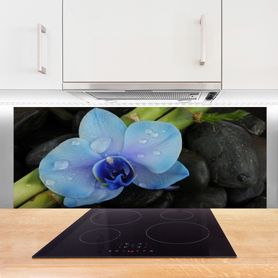 Kitchen Splashback Flower stones floral purple black