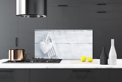 Kitchen Splashback Abstract art white