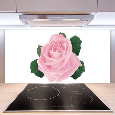 Kitchen Splashback Rose floral pink green