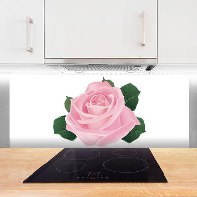 Kitchen Splashback Rose floral pink green