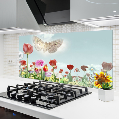 Kitchen Splashback Flowers nature multi