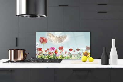 Kitchen Splashback Flowers nature multi