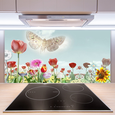 Kitchen Splashback Flowers nature multi