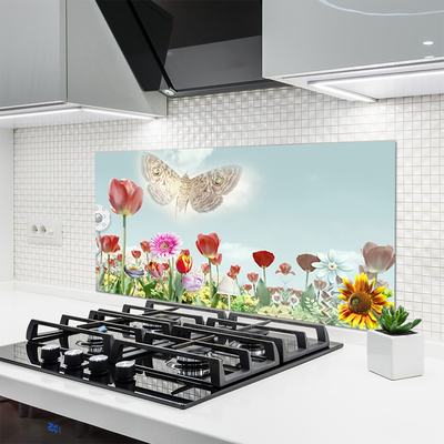 Kitchen Splashback Flowers nature multi