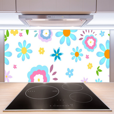 Kitchen Splashback Flowers art multi