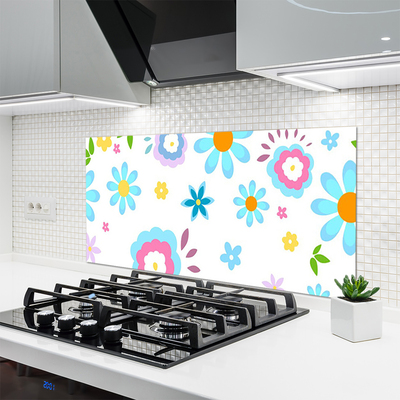 Kitchen Splashback Flowers art multi