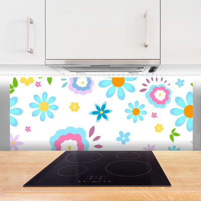 Kitchen Splashback Flowers art multi