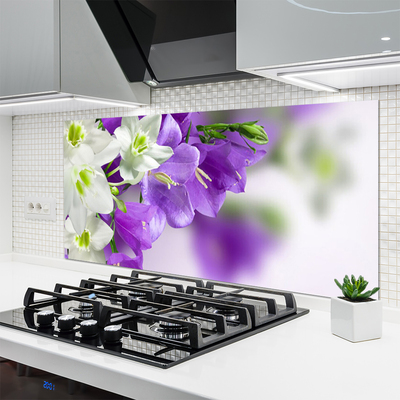 Kitchen Splashback Flowers floral purple white