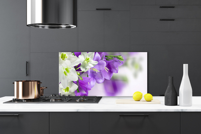 Kitchen Splashback Flowers floral purple white