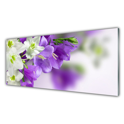 Kitchen Splashback Flowers floral purple white