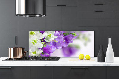 Kitchen Splashback Flowers floral purple white