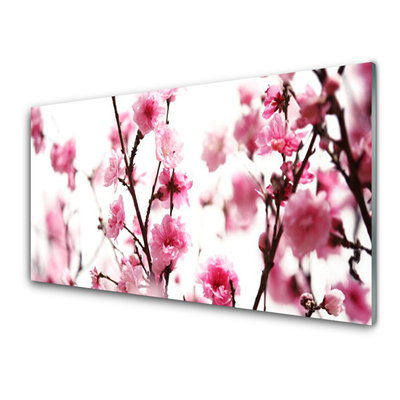 Kitchen Splashback Branches of flowers floral brown pink