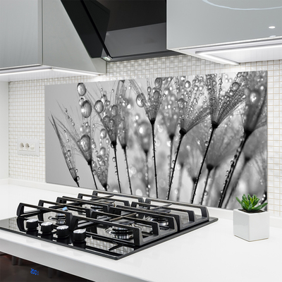 Kitchen Splashback Dandelion floral grey