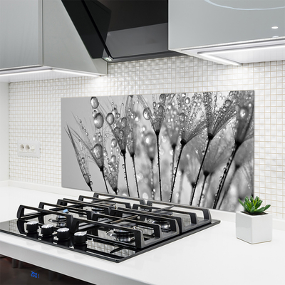 Kitchen Splashback Dandelion floral grey