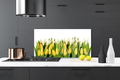 Kitchen Splashback Tulips floral yellow green