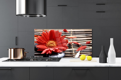 Kitchen Splashback Flower floral red yellow