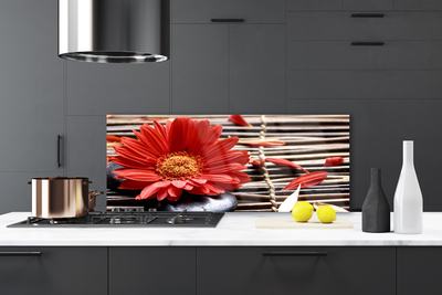 Kitchen Splashback Flower floral red yellow