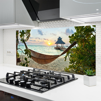 Kitchen Splashback Beach hammock landscape brown green