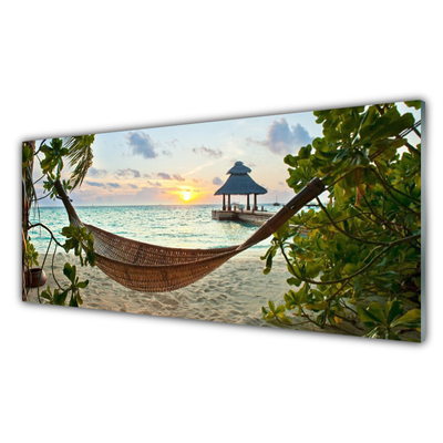 Kitchen Splashback Beach hammock landscape brown green